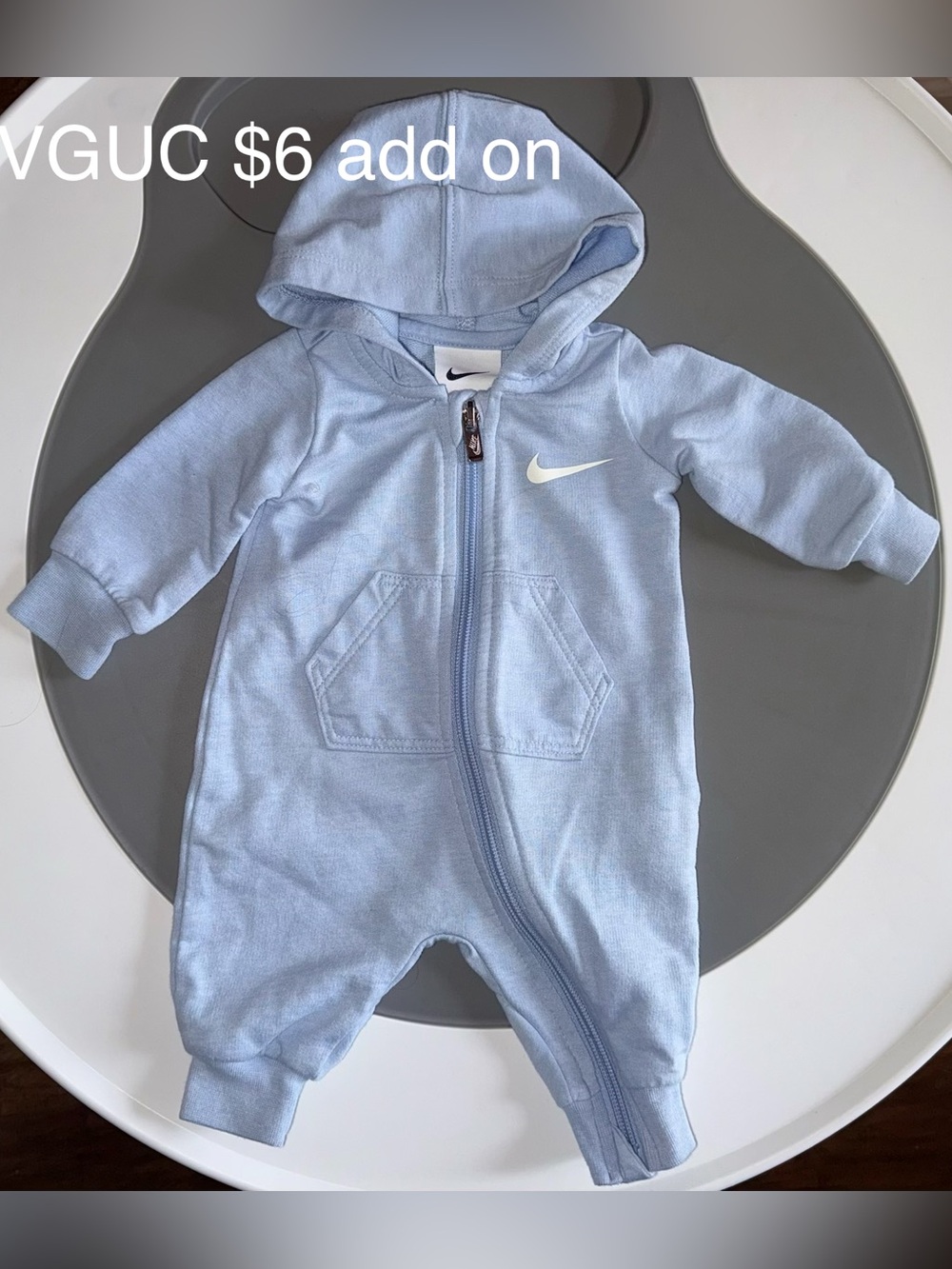 Nike Light Blue Hooded Zip Infant One-Piece